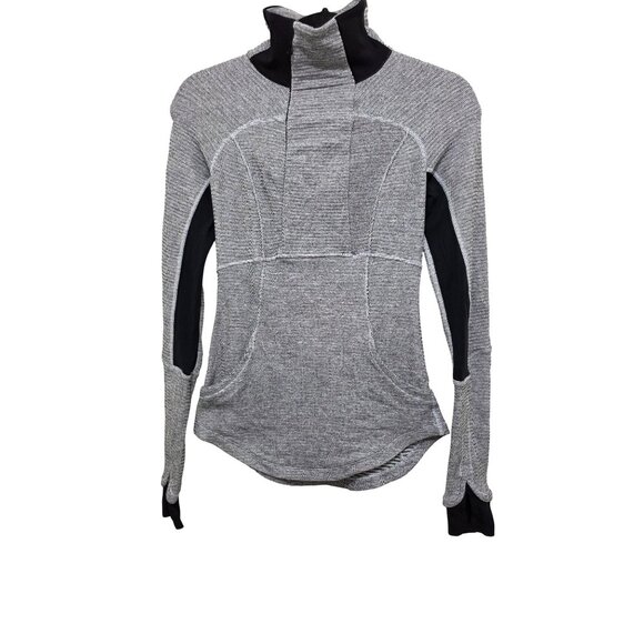 Lululemon Athletica Women's 2 Base Runner Gray & Black High-Neck Pullover Jacket - Picture 1 of 9